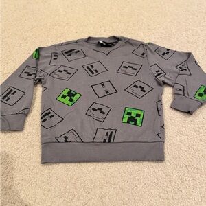 Boys MINECRAFT Gray & Green Graphic Sweatshirt size S(6/7)